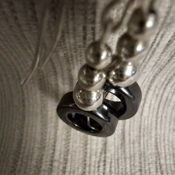 Hematite Loop Earrings - Picture 3 of 3